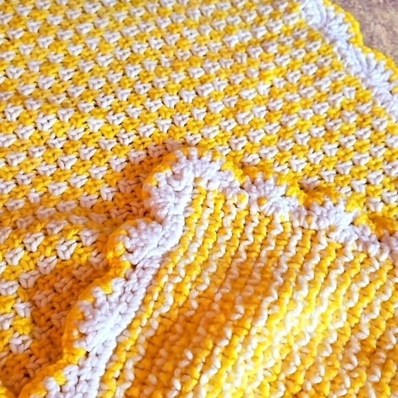 Handcrafted Knitted Yellow Baby Blanket - Picture 2 of 5